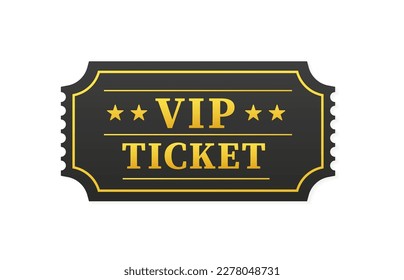 Golden vector vip ticket. Concert, cinema, parties, events, dances, festival premium collection. Vector illustration