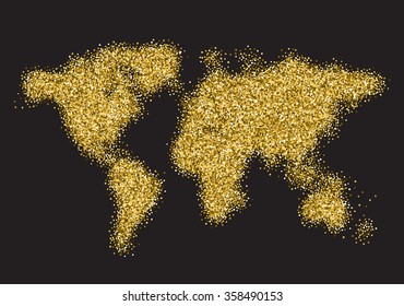 Golden Vector World Map, Luxury Premium Travel Background