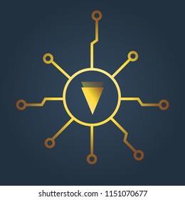 Golden verge digital currency, futuristic  technology  concept. Vector illustration
