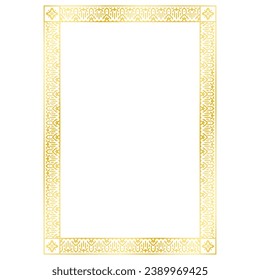 Golden vertical frame decorated with lace pattern.