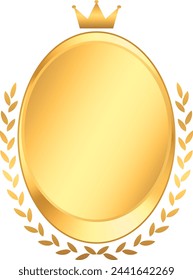 Golden vertical laurel and crown frame