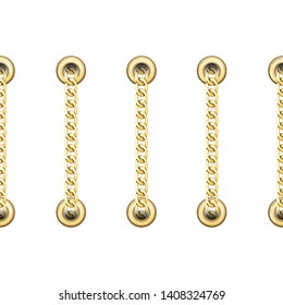 Golden Vertical Straped Chains with Metal Eyelets Seamless Pattern.