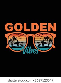 Golden vibes summer t-shirt design