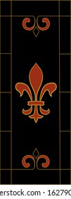 golden victorian lily on a black background for stained glass