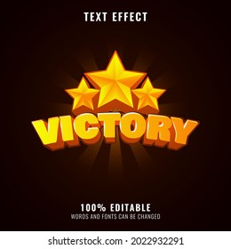 Golden Victory With Triple Star Game Text Effect