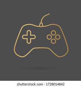 golden video gamepad icon - vector illustration