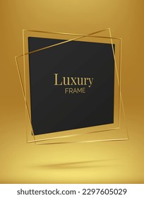 Golden Vintage 3D Vector Frame for Wedding Invitation and Decorative Design - Elegant, Luxurious and Minimal with a Touch of Magic - Perfect for VIP Events and Expositions