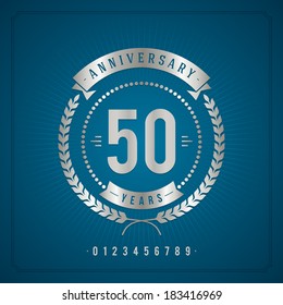 Golden Vintage Anniversary Message Emblem. Retro Vector Background.