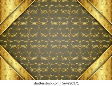 Golden vintage background, blank for message or text. Certificate.