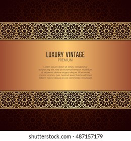 Golden vintage background. Luxury invitation card.