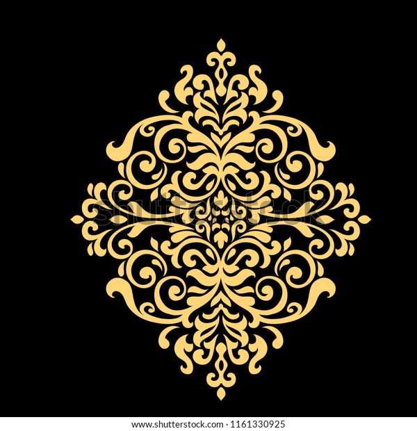 Golden Vintage baroque frame scroll ornament
engraving border floral retro pattern antique style acanthus
foliage swirl decorative design element filigree calligraphy on a
black background.