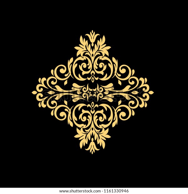 Golden Vintage baroque frame scroll ornament\
engraving border floral retro pattern antique style acanthus\
foliage swirl decorative design element filigree calligraphy on a\
black background.