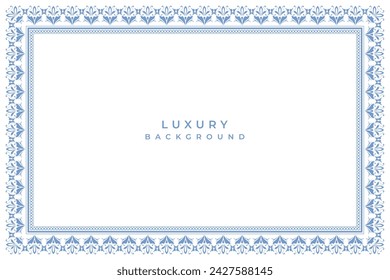 Golden vintage blue wedding invitation card islamic page certificate border line pattern illustration frame rectangle