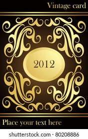 Golden vintage card, calendar 2012 with place for text