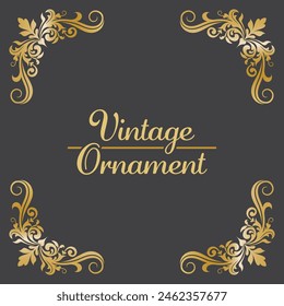 Golden Vintage Corner Ornament.Golden Border ornament.Suitable for wedding invitation card. classic frame corner ornament.