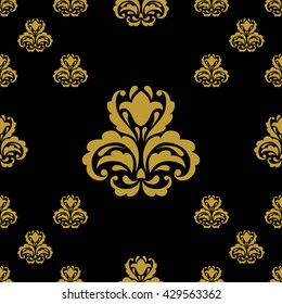 Golden vintage damask decor seamless pattern. Vector illustration for your design