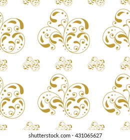 Golden vintage damask decor seamless pattern. Vector illustration for your design