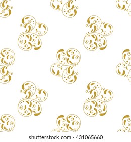 Golden vintage damask decor seamless pattern. Vector illustration for your design