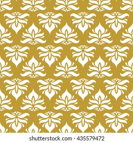 Golden vintage damask decor seamless pattern. Vector illustration for your design