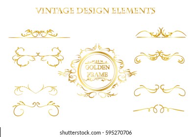 Golden vintage design elements. Vector illustration.