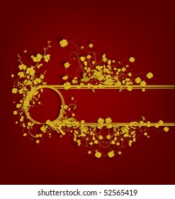 Golden vintage design with orchids and flowers