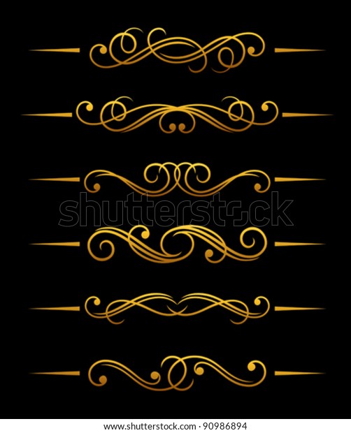 Golden Vintage Divider Elements Set Ornate Stock Vector Royalty Free