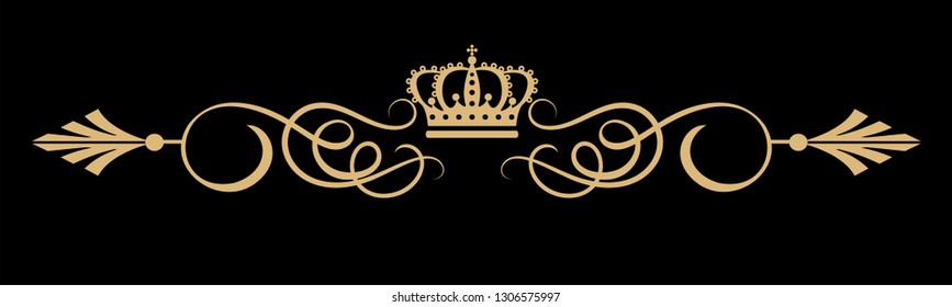 Golden vintage element on a black background. Vector image