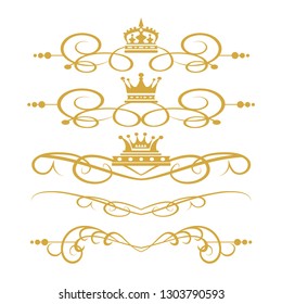 Golden vintage elements on white background in Royal style for your design. Vector graphics