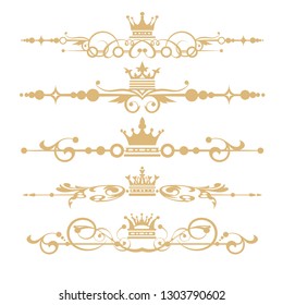 Golden vintage elements on white background in Royal style for your design. Vector image