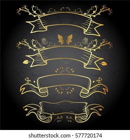 Golden Vintage Floral Banners