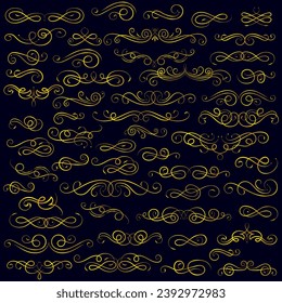 Golden vintage floral elements art deco style decoration. Vector graphic elements for design vector elements. Swirl elements decorative illustration. 