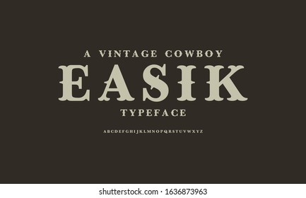 Golden vintage font set cowboy western style. Vector display fonts design.