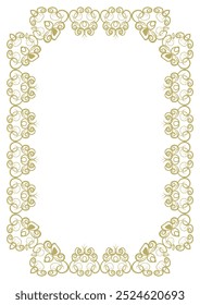 Golden vintage frame A4 format with original openwork ornament. Version 10. Vector illustration
