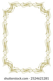 Golden vintage frame A4 format with original openwork ornament. Version 6. Vector illustration