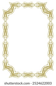 Golden vintage frame A4 format with original openwork ornament. Version 7. Vector illustration