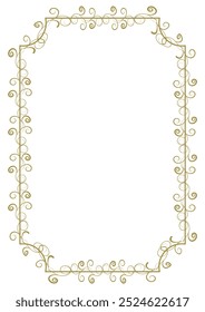 Golden vintage frame A4 format with original openwork ornament. Version 3. Vector illustration