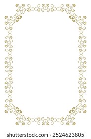 Golden vintage frame A4 format with original openwork ornament. Version 2. Vector illustration