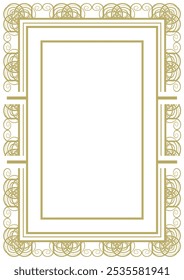 Golden vintage frame A4 size with classic ornament in art deco style. Version 2. Vector illustration