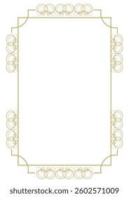 Golden vintage frame A4 size. Graceful arabesques and border. Vector illustration