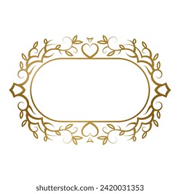 Golden vintage frame with floral ornaments for title. Suitable for romantic card decoration, nameplate or cover design.