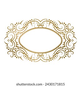 Golden vintage frame with floral ornaments for title. Perfect for romantic page decoration, price tag or cover design.