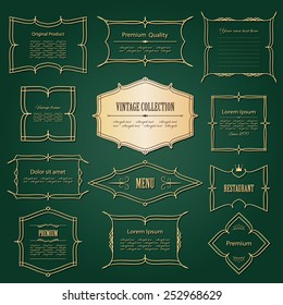 Golden vintage frame and label set.