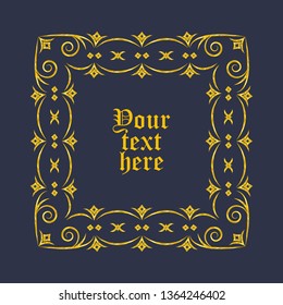 Golden vintage frame made in  Vector.  Isolated on the background.Unique  borders and dividers for your design.