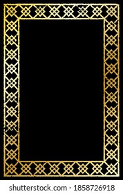 Golden vintage frame on black background