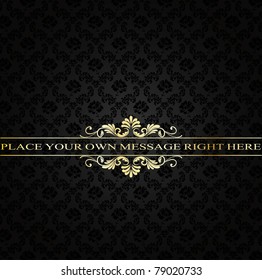 golden vintage frame on damask background