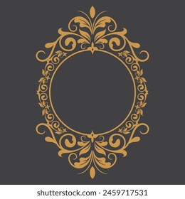 Golden Vintage frame Ornament in Circle Size.Golden Ring Border ornament.Suitable for wedding invitation card.