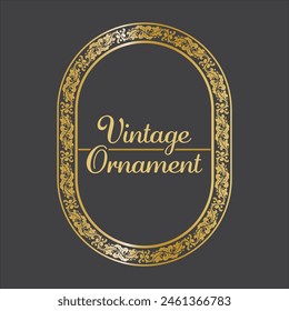 Golden Vintage frame Ornament in Circle Shape .Golden Ring Border ornament. golden oval ornament Suitable for wedding invitation card and label.