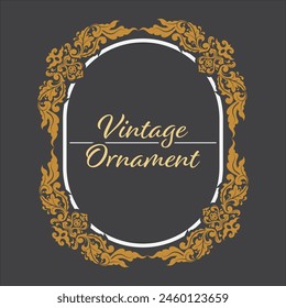 Golden Vintage frame Ornament in Oval Shape .Golden Ring Border ornament.Suitable for wedding invitation card.