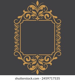 Golden Vintage frame Ornament in square Size.Golden Border ornament.Suitable for wedding invitation card.