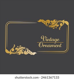 Golden Vintage frame Ornament in square Size. Golden Border ornament. Suitable for wedding invitation card, luxury name tag and label.